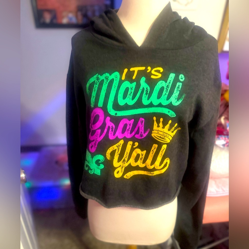 💜💛💚 MARDI GRAS CROP HOODIE 💛💚💜